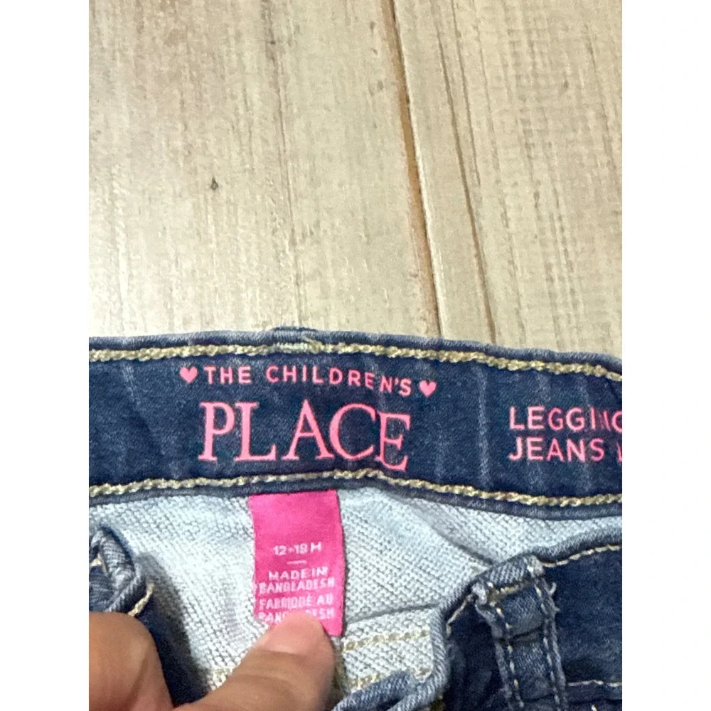 The Childrens Place Girls Blue Denim Legging Jeans Adjustable Waist 12-18M